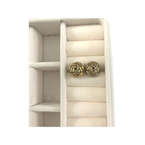 Titanium Post Gold Rose Earrings WOMENS - Picture 1 of 3
